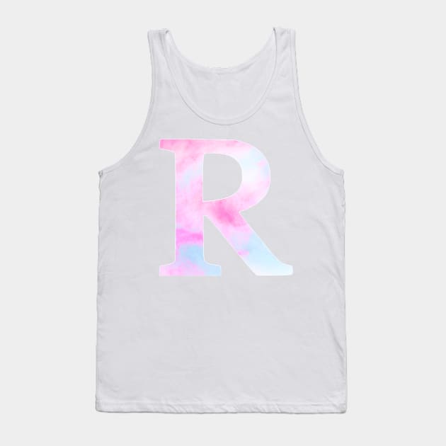 The Letter R Blue and Pink Tank Top by Claireandrewss